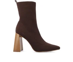 Women's Journee Collection Noralinn Heeled Stretch Knit Booties