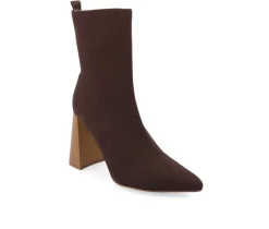 Women's Journee Collection Noralinn Heeled Stretch Knit Booties