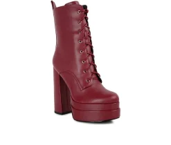 Women's London Rag Meows Lace Up Platform Heeled Boots