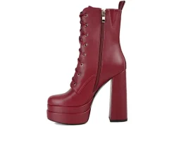 Women's London Rag Meows Lace Up Platform Heeled Boots