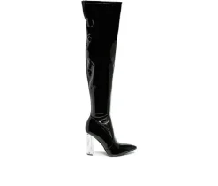 Women's London Rag Noire Block Heel Knee High Boots