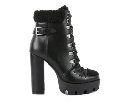 Women's London Rag Pines Lace Up Heeled Platform Boots