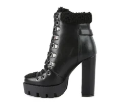 Women's London Rag Pines Lace Up Heeled Platform Boots